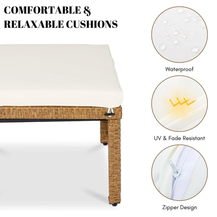 Liyana Set of 2 Wicker Ottomans, Multipurpose Outdoor Furniture