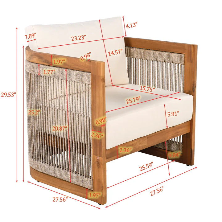 Exano Outdoor Sofa Set 2 Seater, 2 Single seater and 1 Center Table Braided & Rope