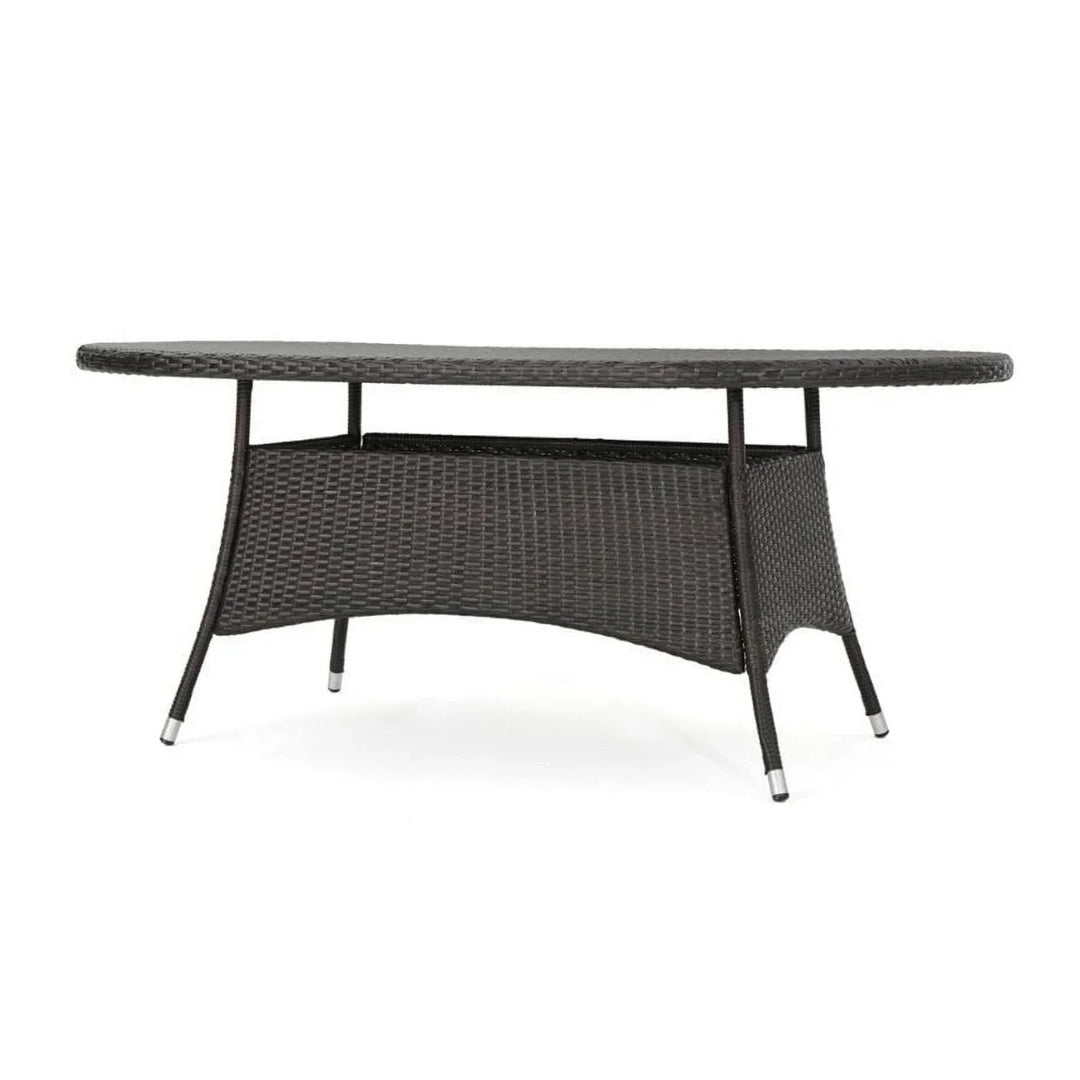 Chitra Outdoor All-Weather Rattan Wicker Round Coffee Table (Dark Brown)