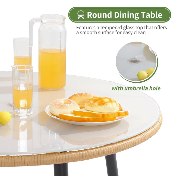 Nano Outdoor Patio Seating Set 4 Chairs and 1 Table Set (Tan)