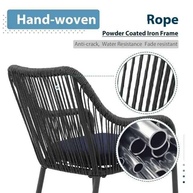 Feliciano Outdoor Patio Seating Set 2 Chairs Set Braided And Rope