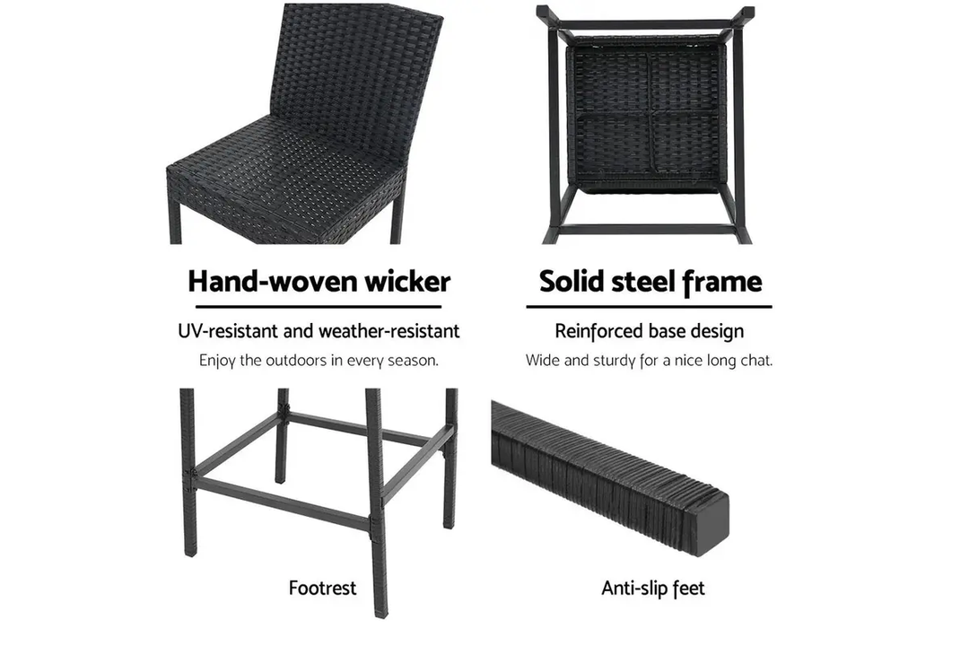 Gelt Outdoor Patio Bar Chair 4 Chairs For Balcony (Black)