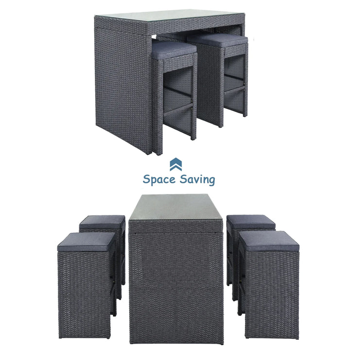 Espiritu Outdoor Bar Sets 4 Stools and 1 Table Patio Bar Set (Grey)