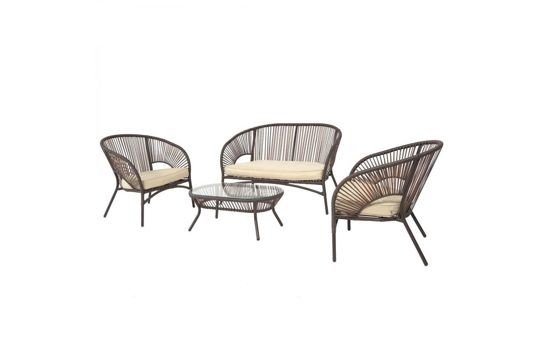 Arno Outdoor Sofa Set 2 Seater , 2 Single seater and 1 Center Table Set (Brown)