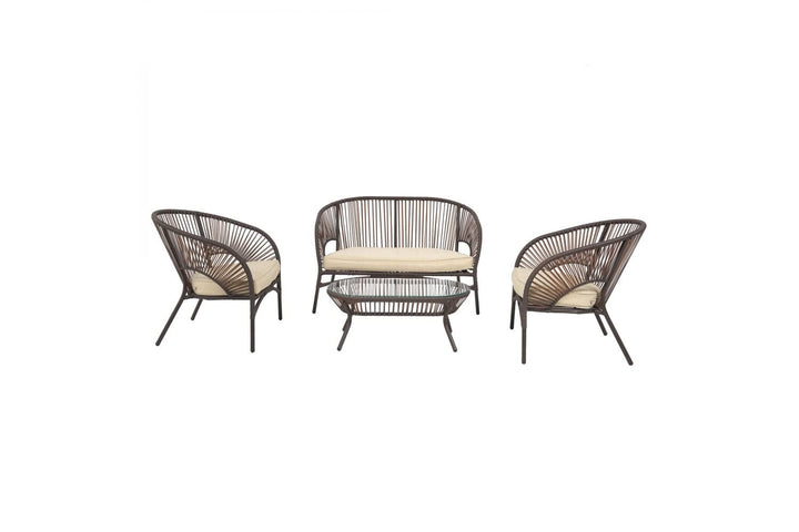Arno Outdoor Sofa Set 2 Seater , 2 Single seater and 1 Center Table Set (Brown)