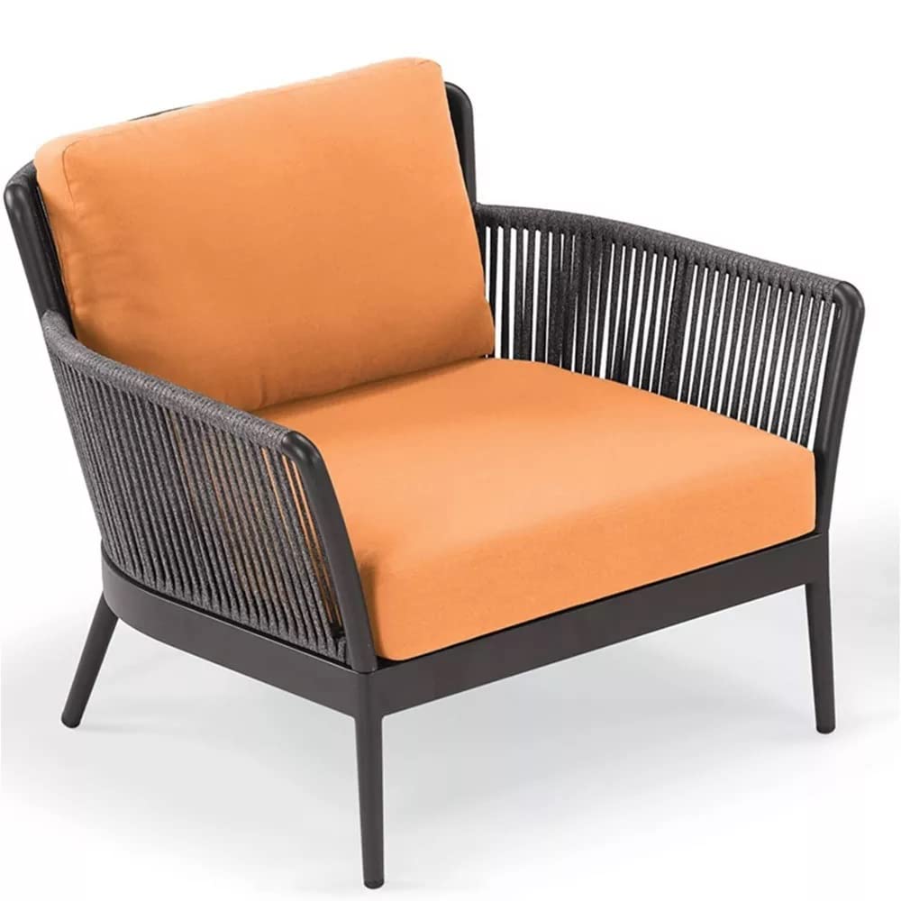 Tito Outdoor Patio Seating Set 2 Chairs and 1 Table Set (ORANGE) Braided & Rope