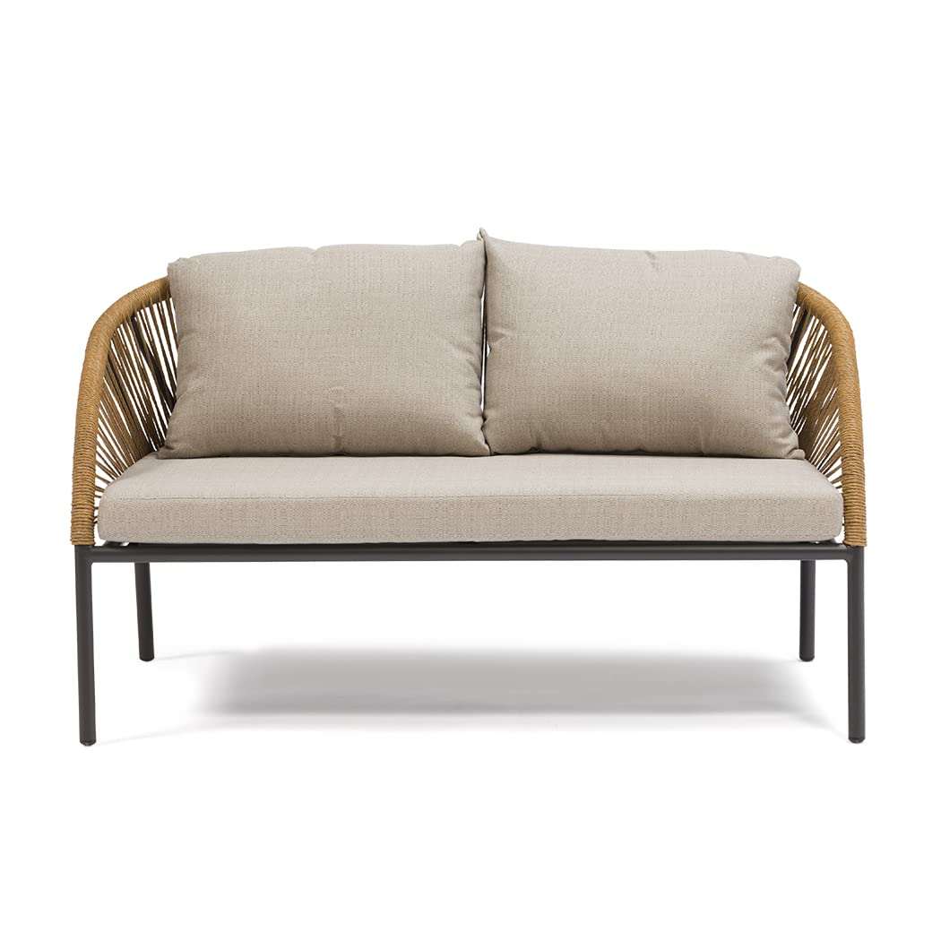 Willa Outdoor Sofa Set 2 Seater , 2 Single seater and 1 Center Table Set (Beige) Braided & Rope