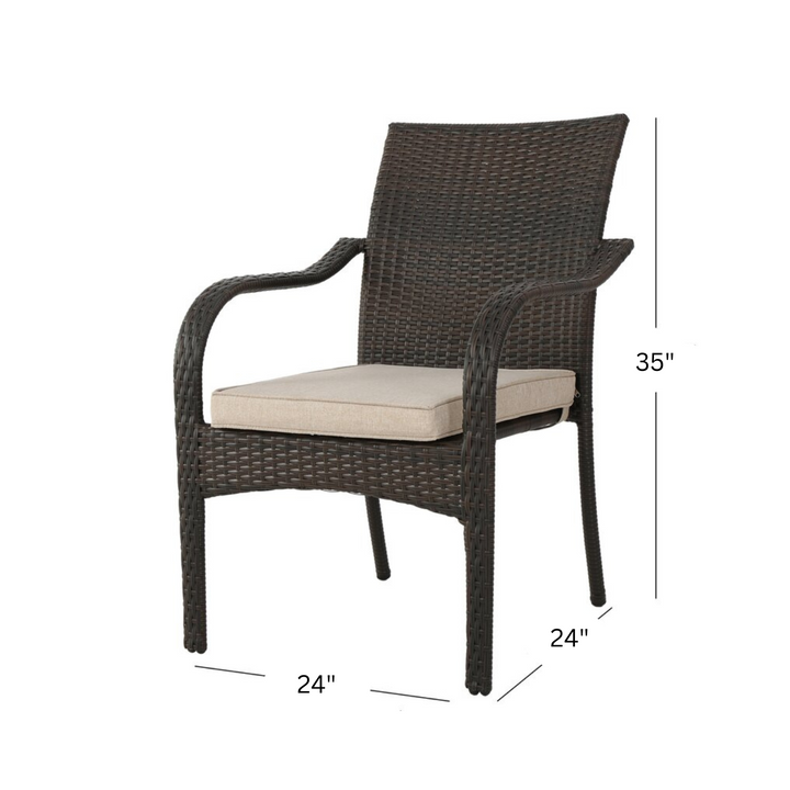 Ferdinando Outdoor Patio Dining Set 4 Chairs and 1 Table (Brown)