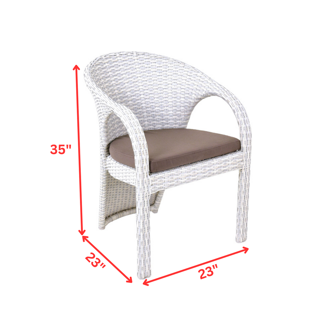 Colombina Outdoor Patio Dining Set 6 Chairs and 1 Table (Pearl white)