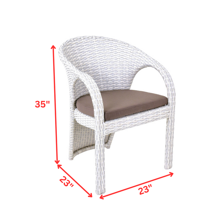 Colombina Outdoor Patio Dining Set 6 Chairs and 1 Table (Pearl white)