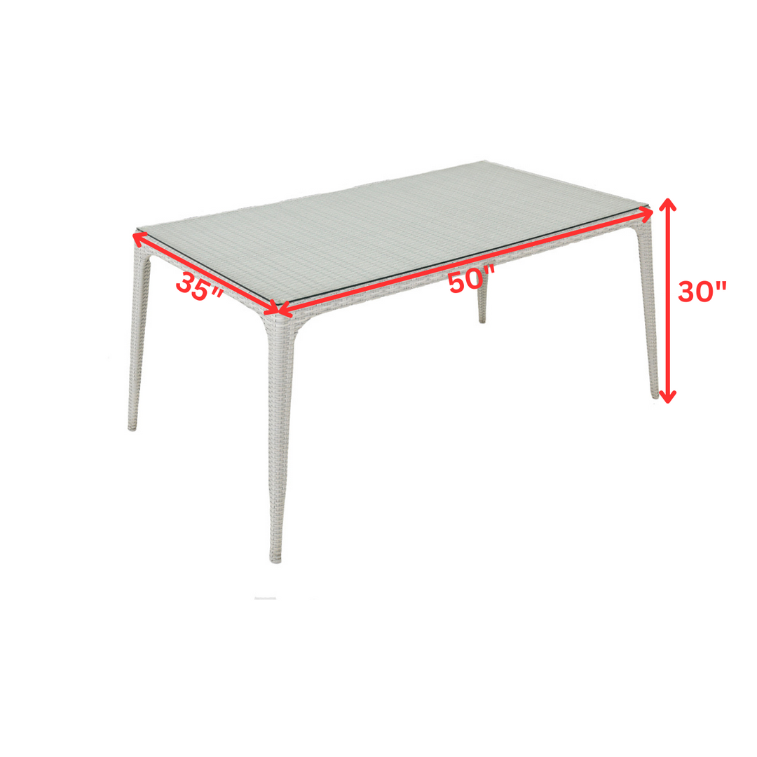 Colombina Outdoor Patio Dining Set 6 Chairs and 1 Table (Pearl white)