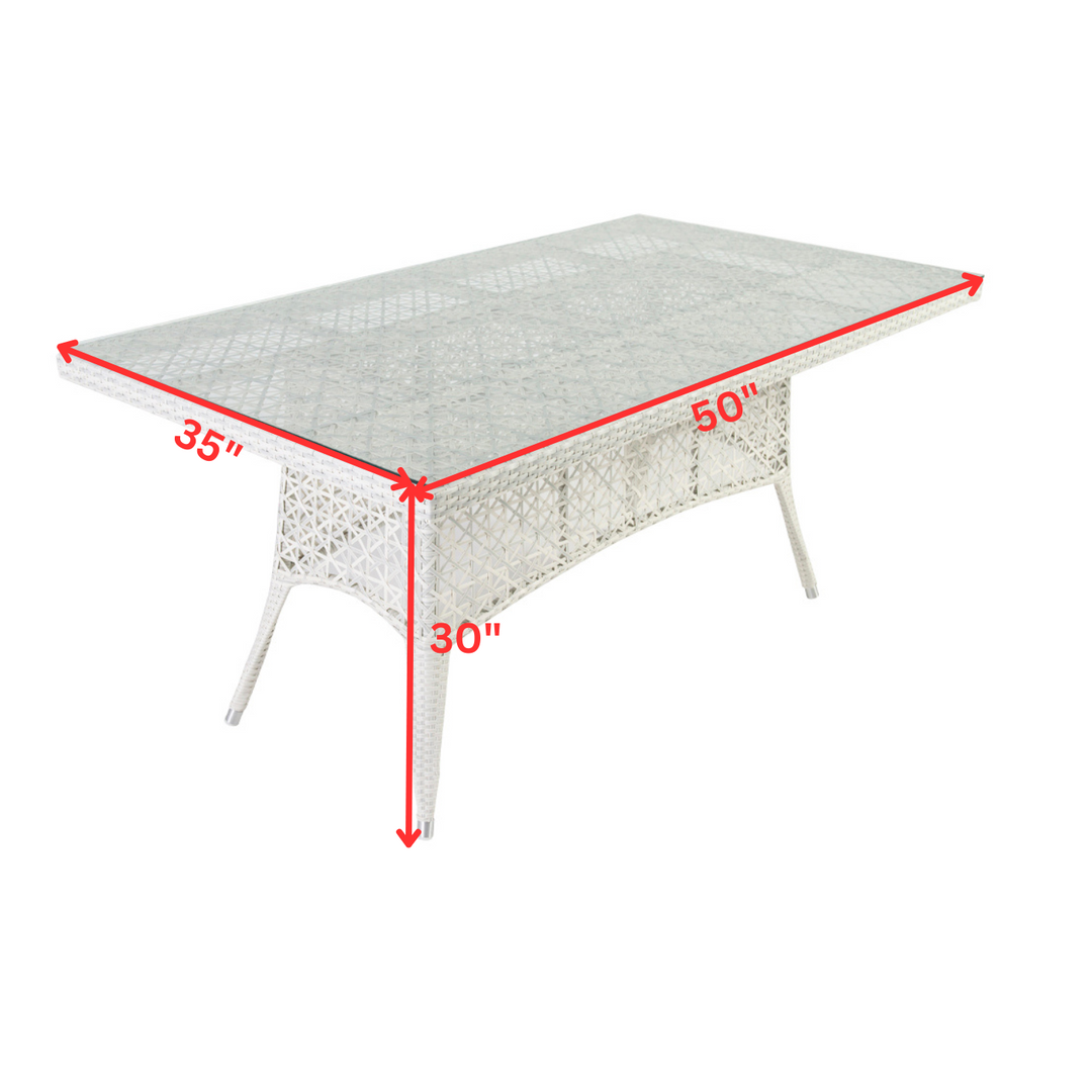 Lodovico Outdoor Patio Dining Set 6 Chairs and 1 Table (Pearl white)