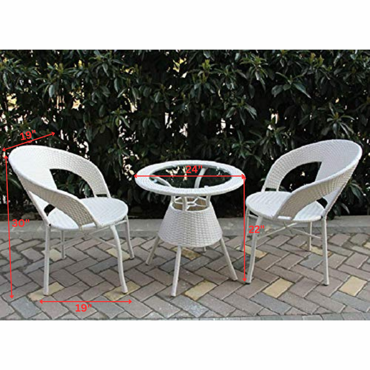 Luv Outdoor Patio Seating Set 2 Chairs and 1 Table Set (White)