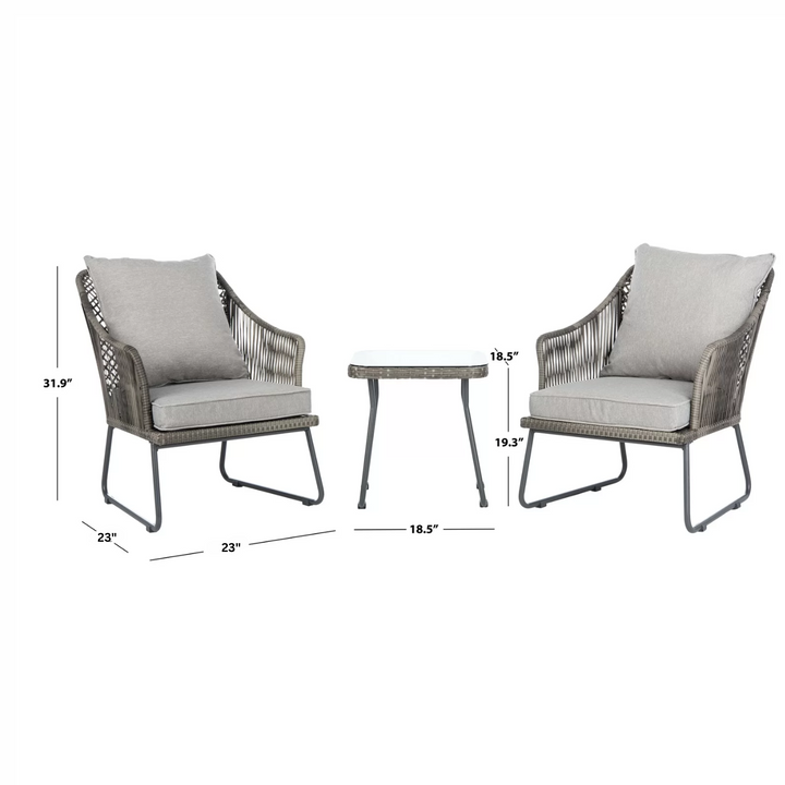 Aadhan Outdoor Patio Seating Set 2 Chairs and 1 Table Set (Grey)