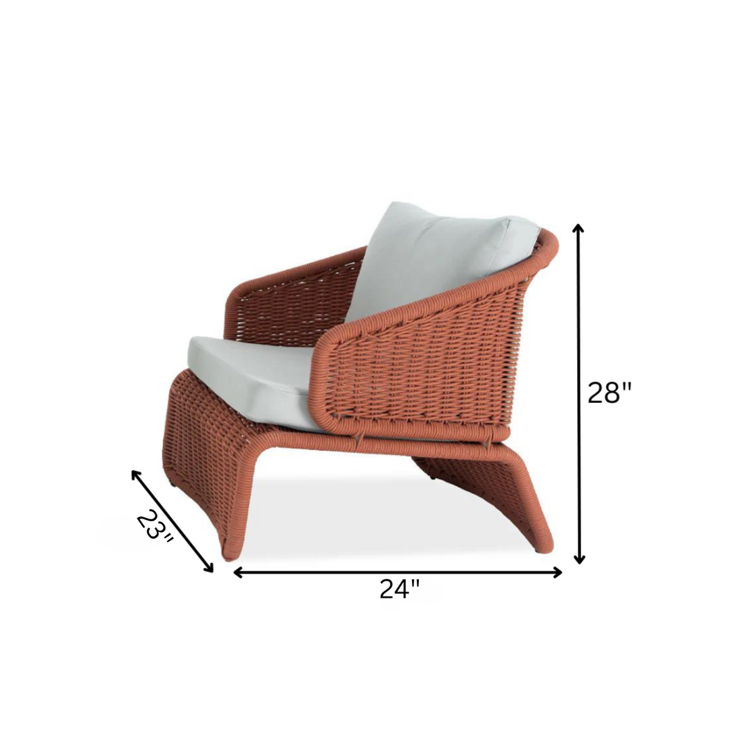 Floro Outdoor Patio Seating Set 2 Chairs and 1 Table Set (Green & Orange) Braided And Rope