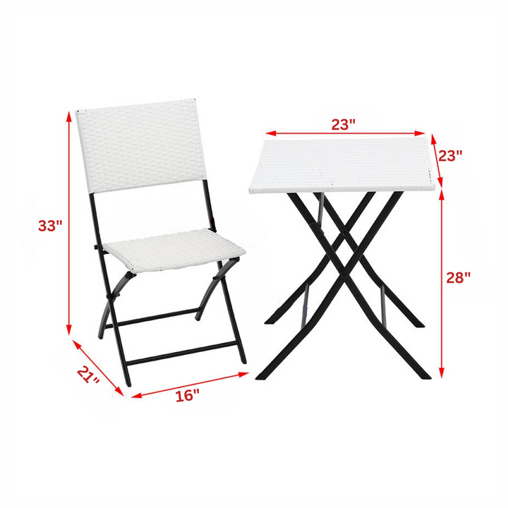 Ansgar Outdoor Patio Seating Set 2 Chairs and 1 Table Set (White)