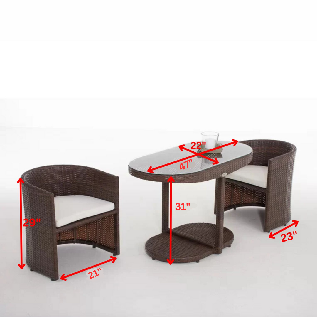 Dotcal Outdoor Patio Seating Set 2 Chairs and 1 Table Set (Brown)