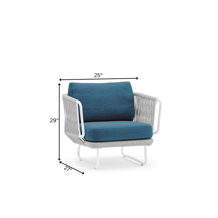 Astoir Outdoor Garden Balcony Sofa Set 3 Seater , 2 Single Seater and 1 Center Table Set Braid & Rope (Grey-Blue)