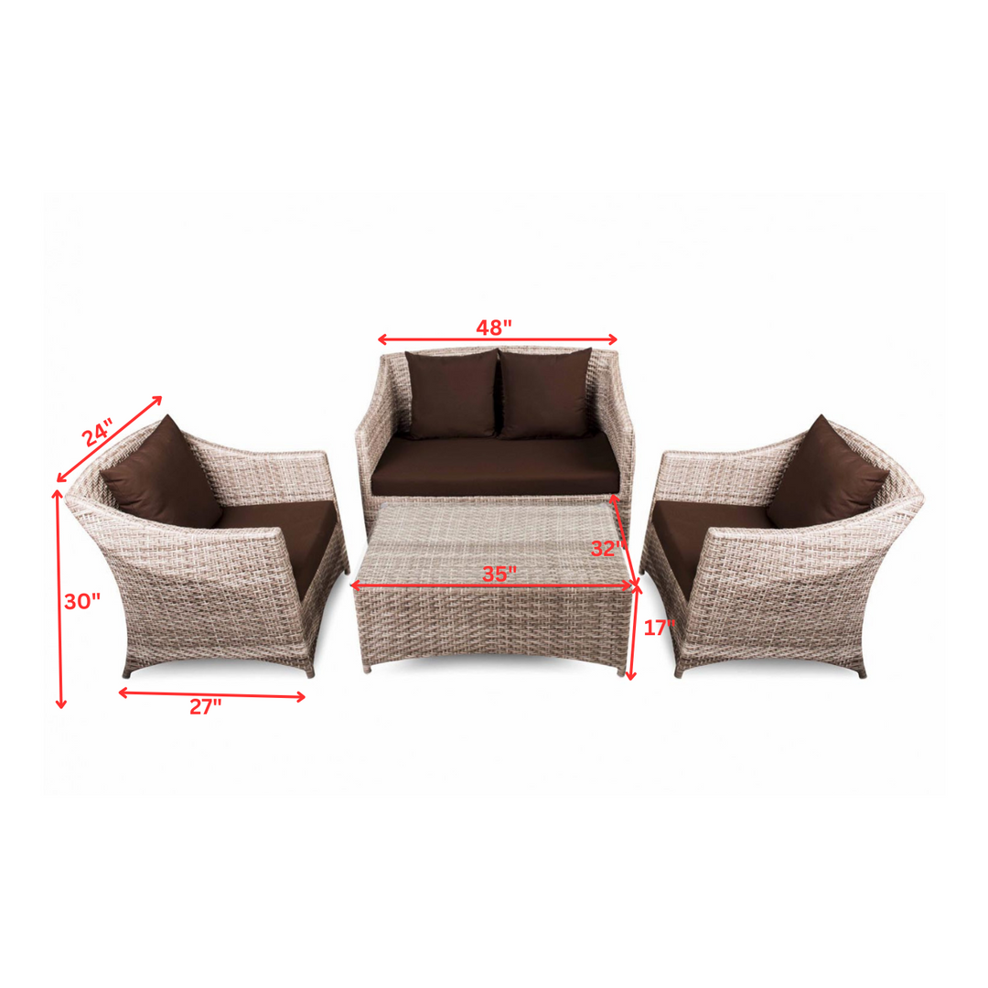 Gerardo Outdoor Sofa Set 2 Seater, 2 Single seater , 1 Center table (Seashell)