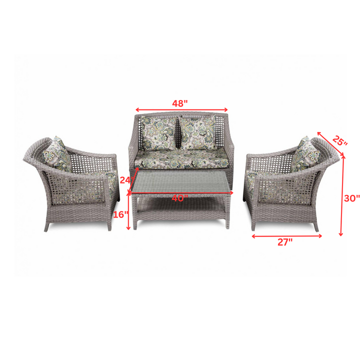 Bianchi Outdoor Sofa Set 2 Seater , 2 Single seater and 1 Center Table (Grey)