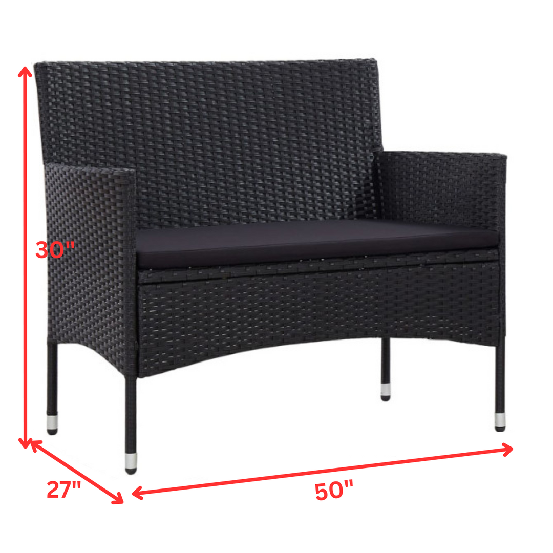 Rino Outdoor 2 seater Sofa (Black)
