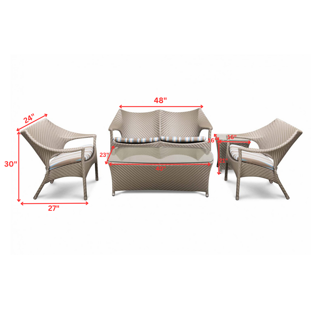 María Outdoor Sofa Set 2 Seater , 2 Single seater and 1 Center Table (Beige)