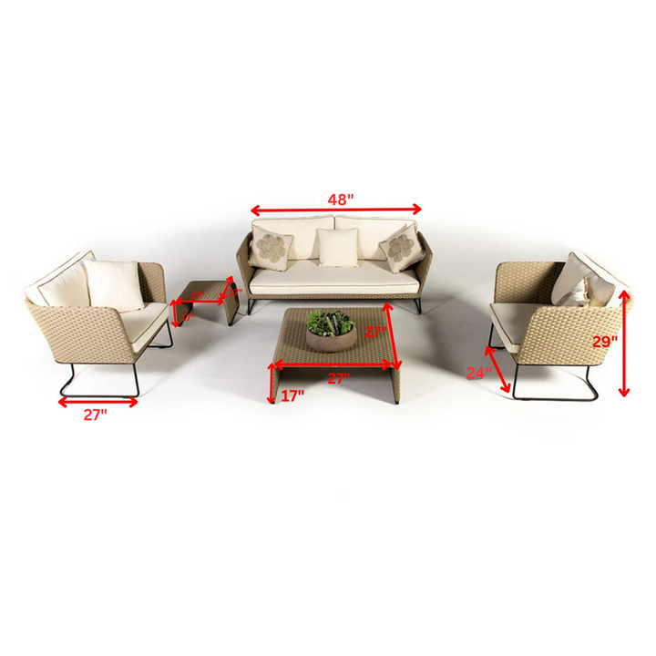 Ricci Outdoor Sofa Set 2 Seater , 2 Single seater and 1 Center Table (Brown + Beige)