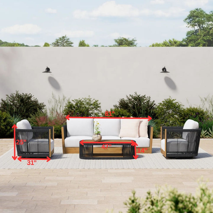 Yofora Outdoor Sofa Set 3 Seater , 2 Single seater and 1 Center Table Braided & Rope