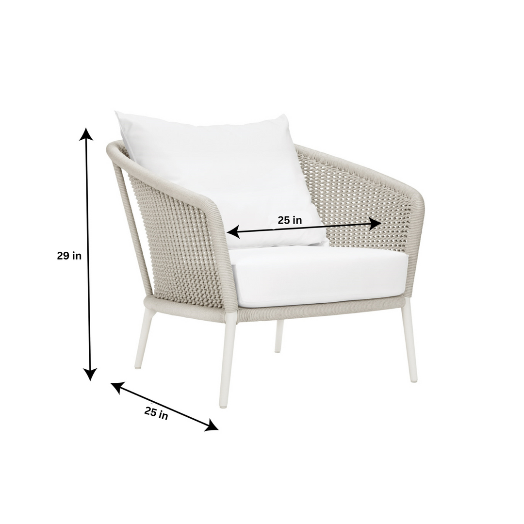 Aid Outdoor Patio Seating Set Single Chair and 1 Side Table Set (Grey) Braided & Rope