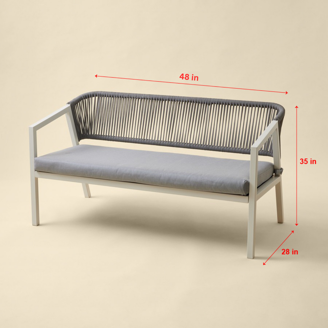 Cares Outdoor Garden Balcony Sofa Set 2 Seater,2 Single seater and 1 Center Table Set, Braid & Rope (Cream)