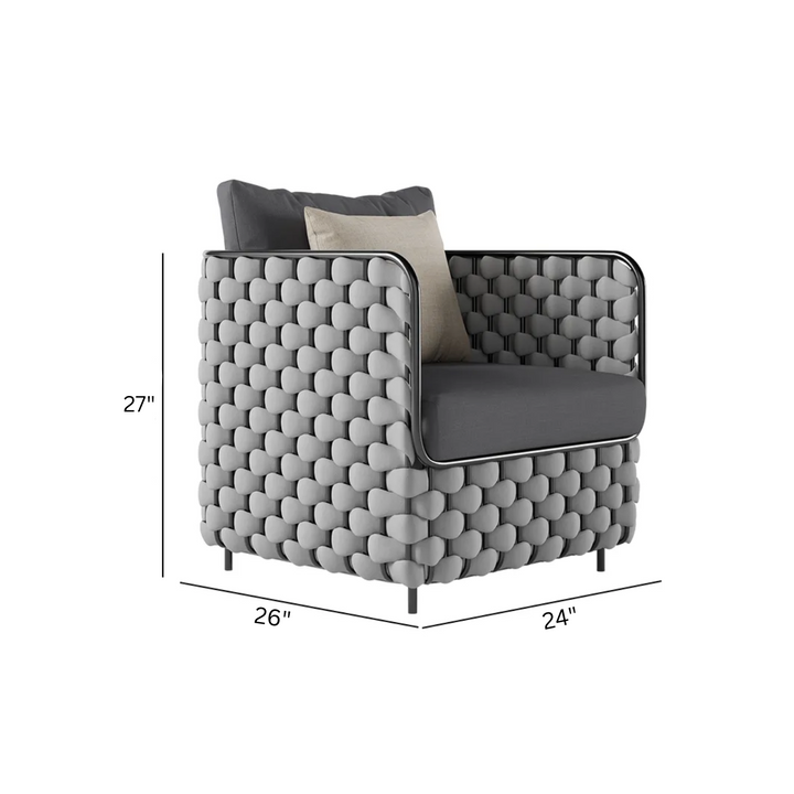 Fepel Outdoor Garden Balcony Sofa Set 2 Seater, 2 Single seater and 1 Center Table Set, Braid & Rope (Grey)