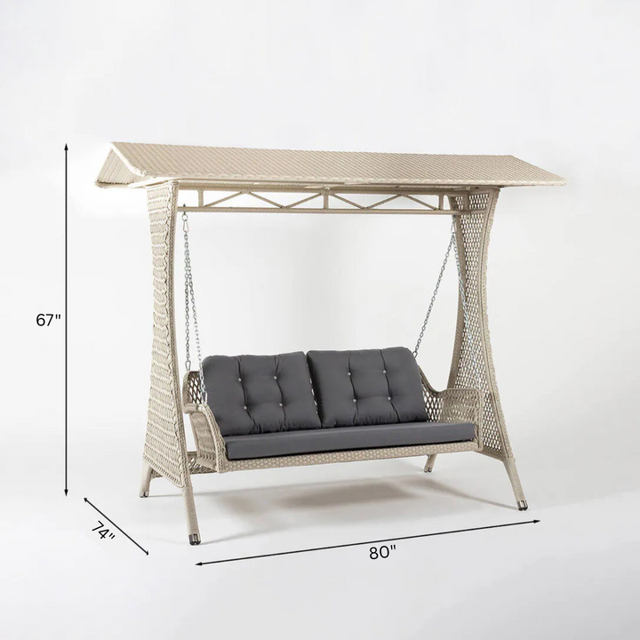 Ezio Double Seater Hanging Swing With Stand For Balcony, Garden Swing (Cream)