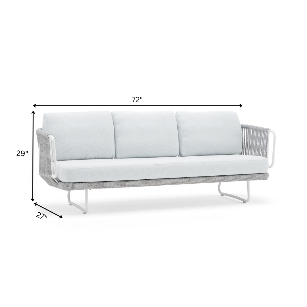 Astor Outdoor Garden Balcony Sofa Set 3 Seater , 2 Single Seater and 1 Center Table Set Braid & Rope (Grey-Off White)