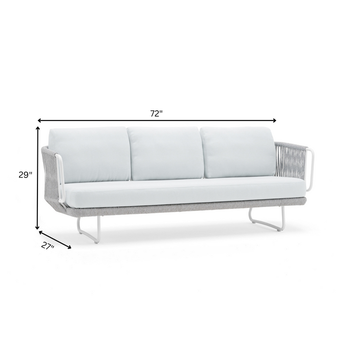 Astor Outdoor Garden Balcony Sofa Set 3 Seater , 2 Single Seater and 1 Center Table Set Braid & Rope (Grey-Off White)