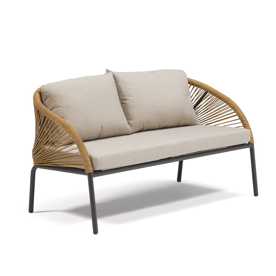 Willa Outdoor Sofa Set 2 Seater , 2 Single seater and 1 Center Table Set (Beige) Braided & Rope