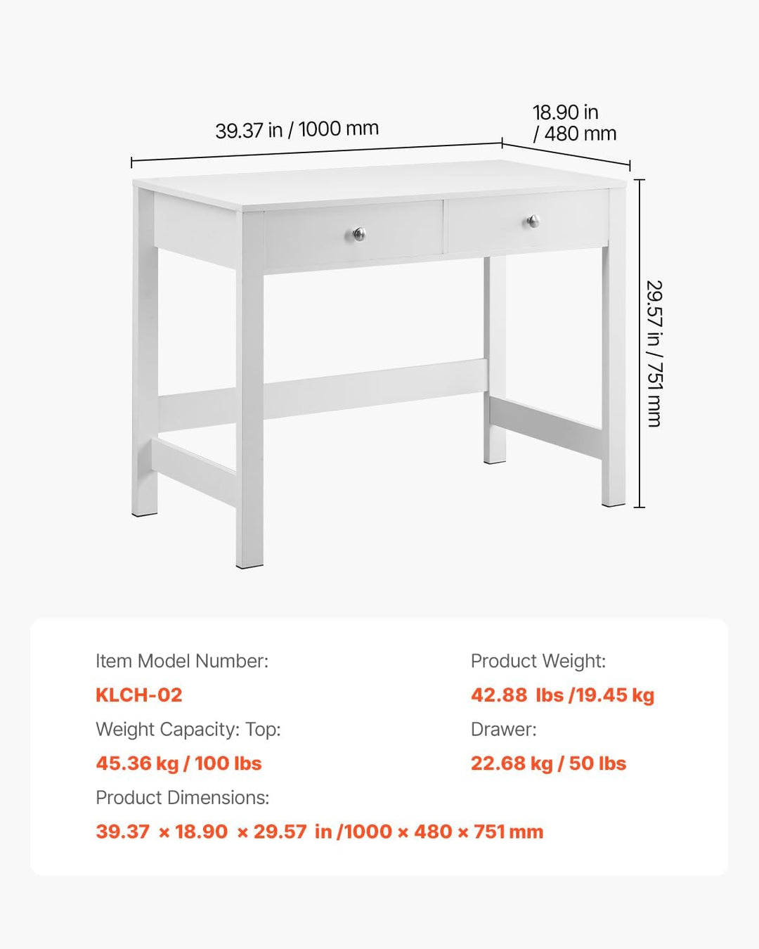 OmkarWood KidsEdge™ Premium MDF Study Desk – White