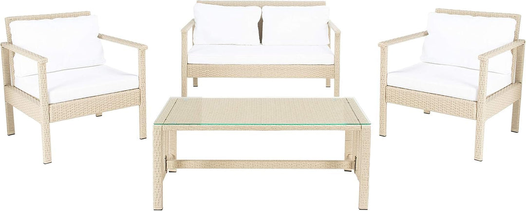 Mesa Outdoor Garden Balcony Sofa Set 2 Seater , 2 Single Seater 1 Center Table Set (Cream)