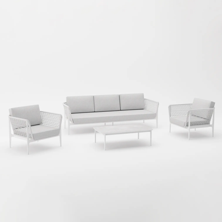 Fadad Outdoor Garden Balcony Sofa Set  2 Seater, 2 Single seater and 1 Center Table Set, Braid & Rope(Grey)