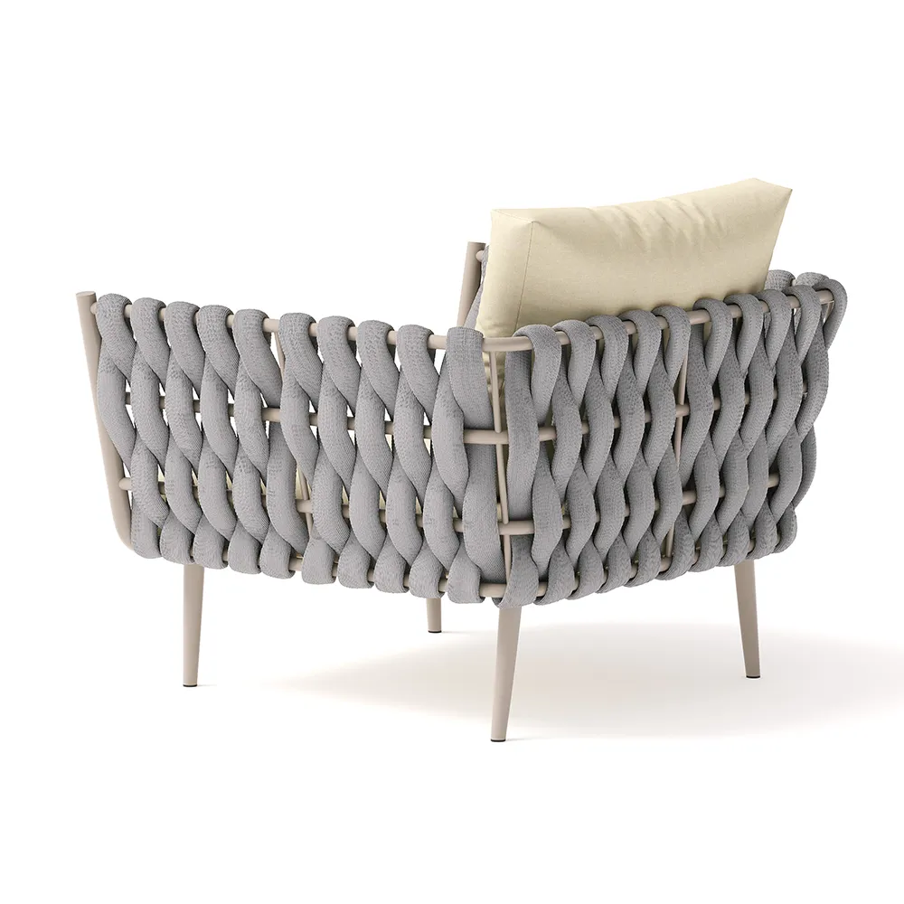 Bifrox Outdoor Garden Balcony Sofa Set 2 Seater, 2 Single seater and 1 Center Table  Set, Braid & Rope (Beige + Grey)