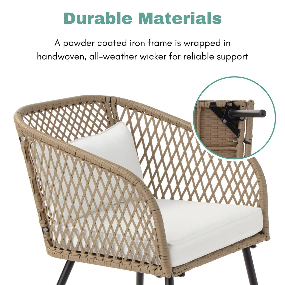 Ottilie Outdoor Wicker 3-Piece Patio Set