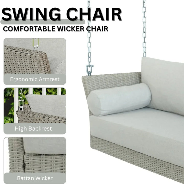 Banke Outdoor Rattan Wicker Hanging Swing Chair with Cushion