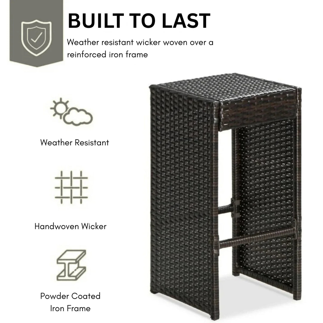 Asha 7-Piece Outdoor Rattan Wicker Bar Set with Glass Top Table