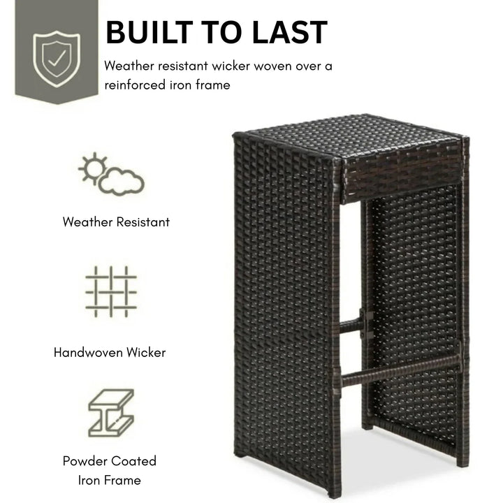 Asha 7-Piece Outdoor Rattan Wicker Bar Set with Glass Top Table