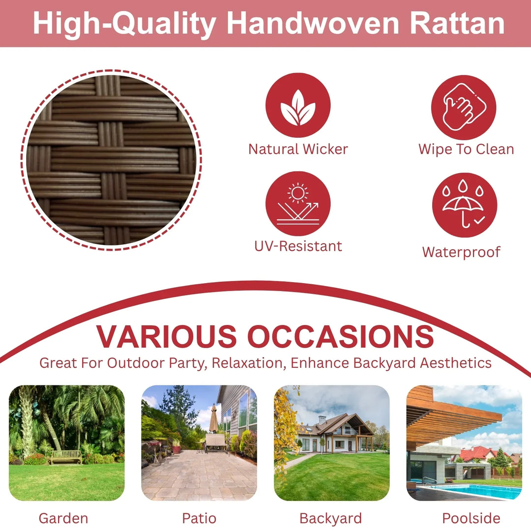 Poorvi Outdoor 7-Seater Wicker Sectional Sofa Set