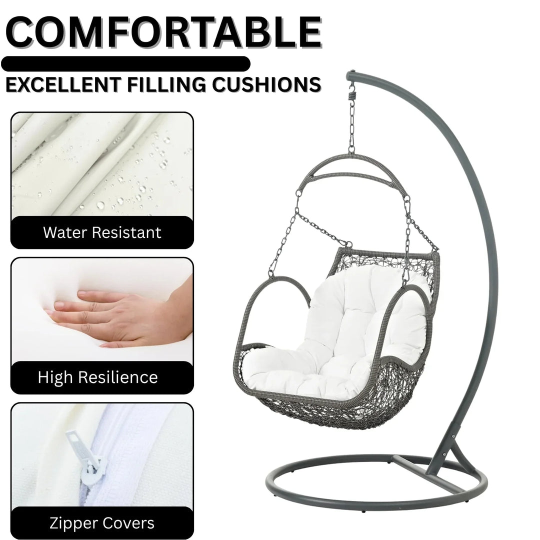 Jumoke Outdoor Rattan Wicker Hanging Swing Chair with Cushion