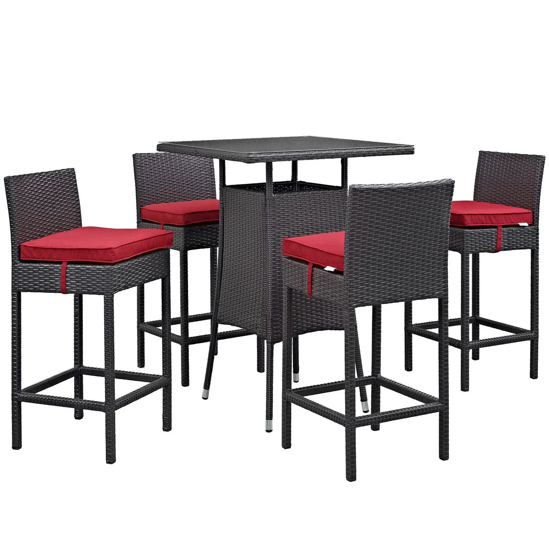 Volta Outdoor Patio Bar Sets 4 Chairs and 1 Table (Dark Brown)