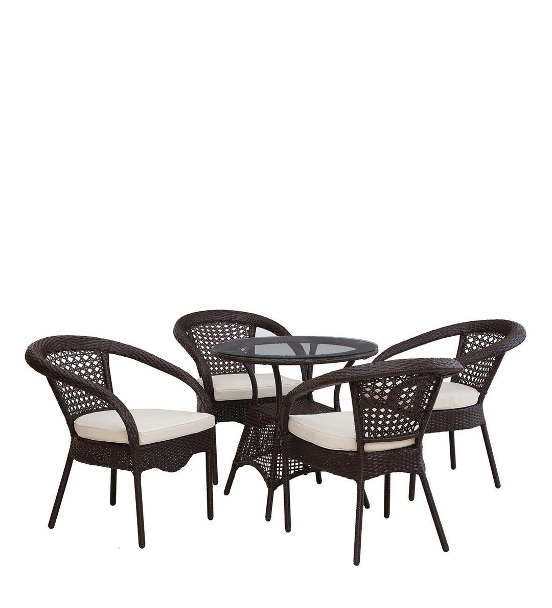 Moonpie Outdoor Patio Seating Set 4 Chairs and 1 Table Set (Dark Brown)