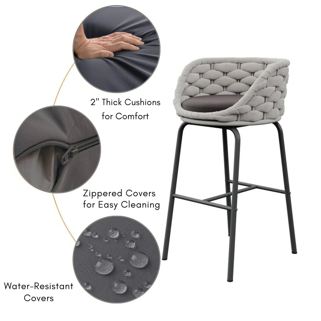 Natalia 2-Piece Outdoor Rope Bar Chairs – Stylish Comfort Built to Last