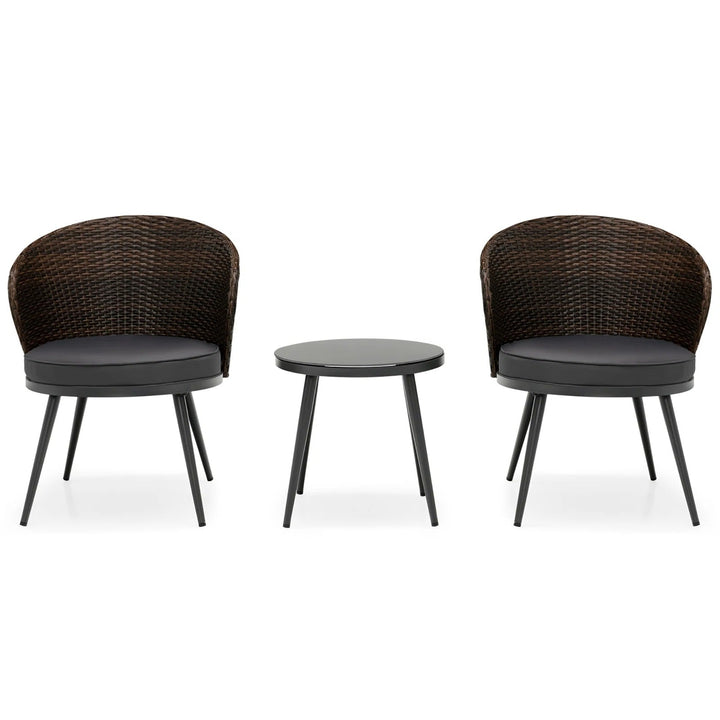 Stilt Outdoor Patio Seating Set 2 Chairs and 1 Table Set (Black + Brown)