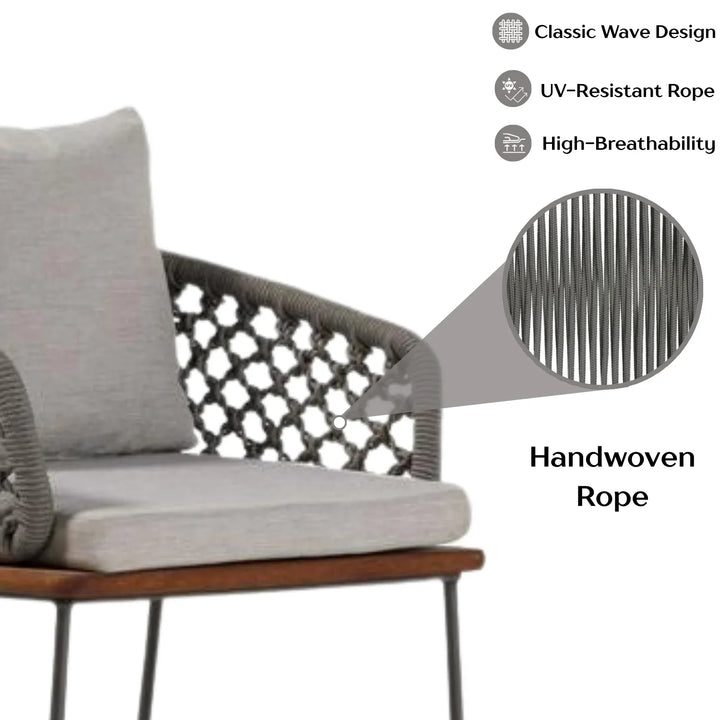 Adelyn Outdoor Rope 2-Piece Patio Chairs With Wooden Base